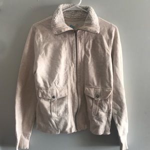 Comfy cotton zip-up jacket 🧥 with faux fur collar